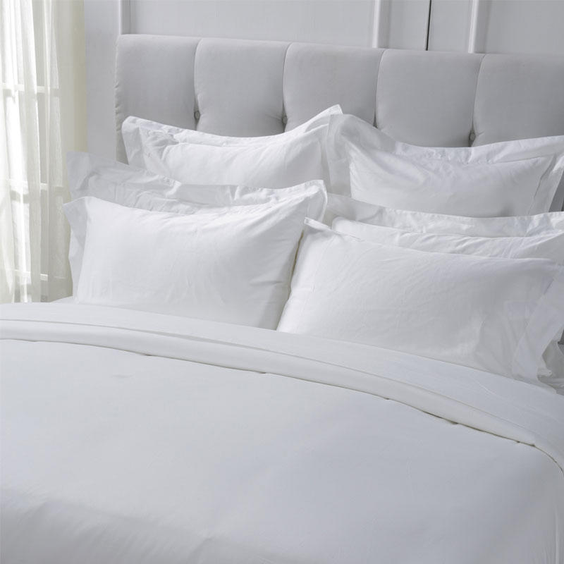 Pure white cotton T330 satin plain hotel textile linen set