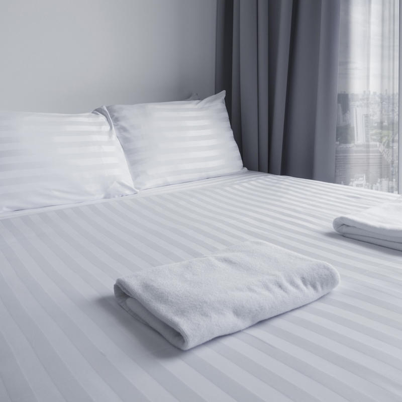 Pure cotton T250 satin striped hotel bed linen set 
