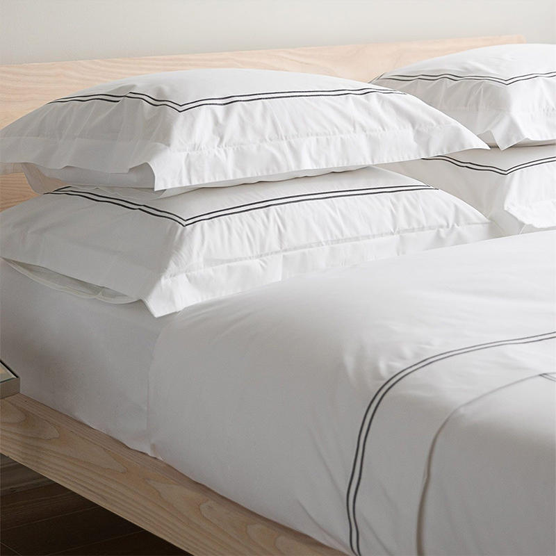 Long staple cotton 350 thread count embroidery hotel bed sheet set  