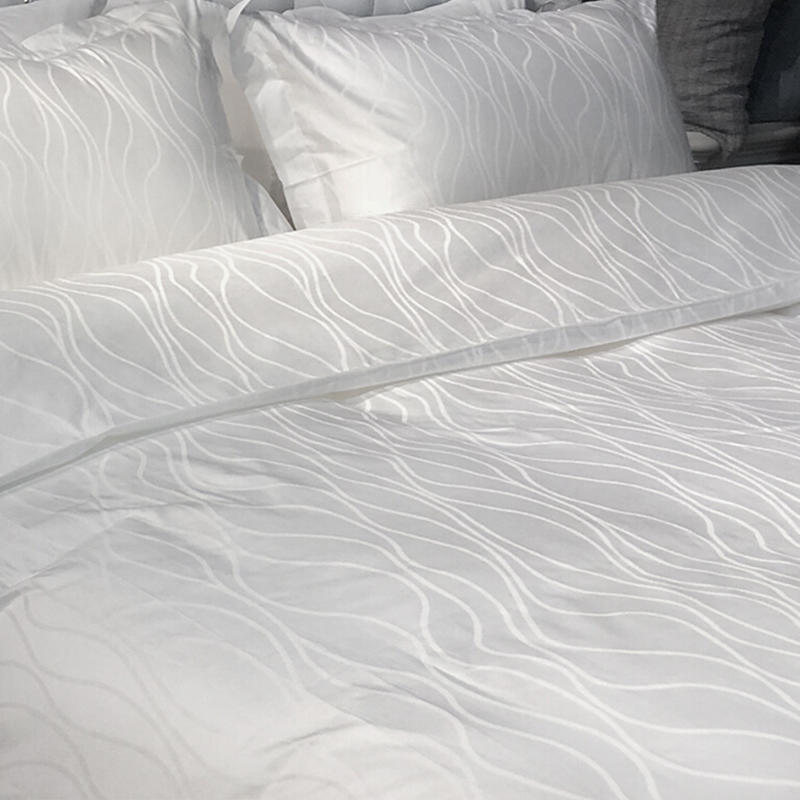 Pure cotton satin jacquard water wave hotel textile bedding 