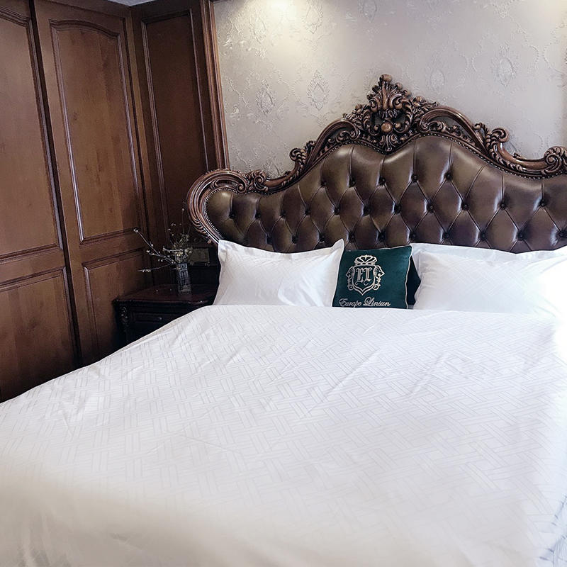 Snow white pure cotton 60s 330TC sateen jacquard hotel bedding clothes