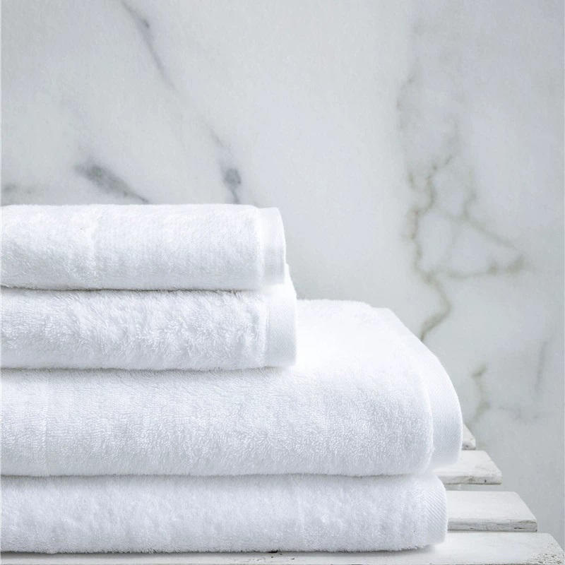 Quality plain white hotel towels sets pure cotton 16s single ring spun