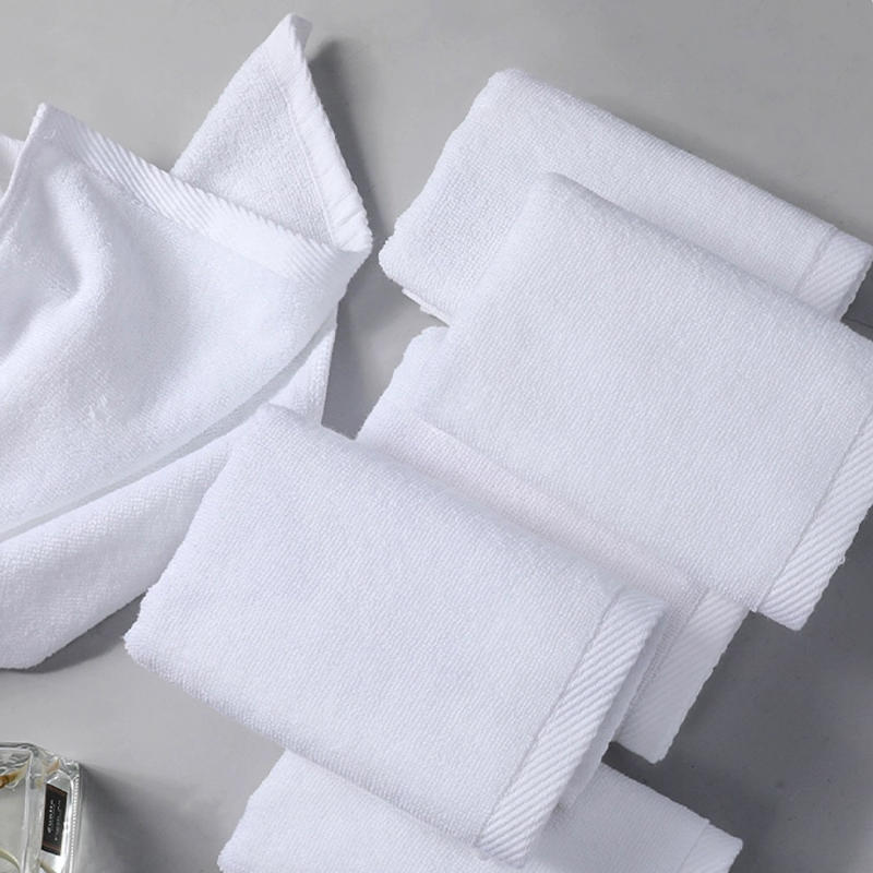 Combed cotton double terry loop white hotel hand towels