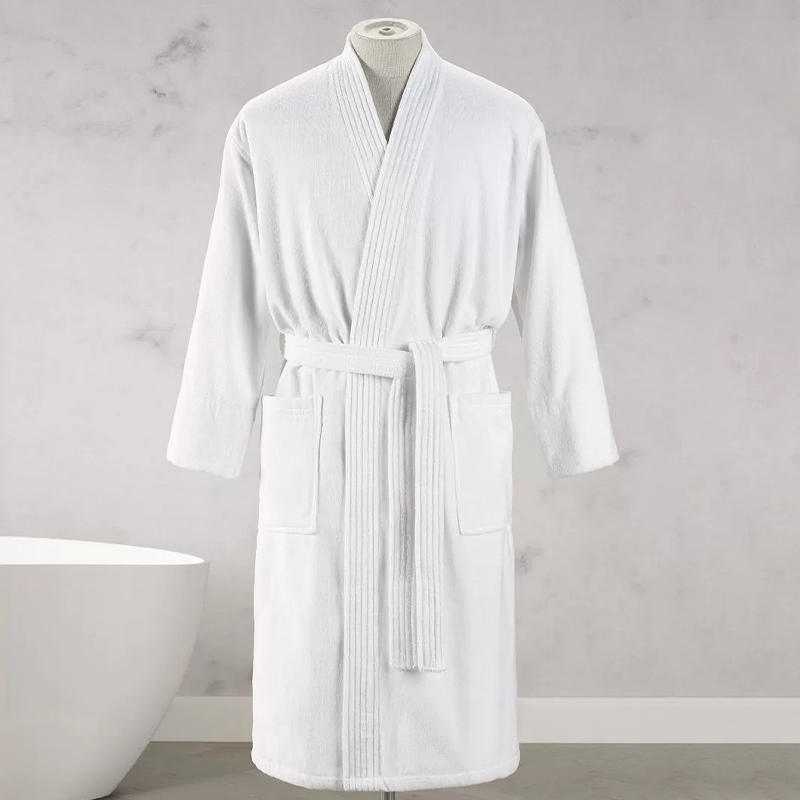 Pure cotton pure white hotel and spa velour bath robe