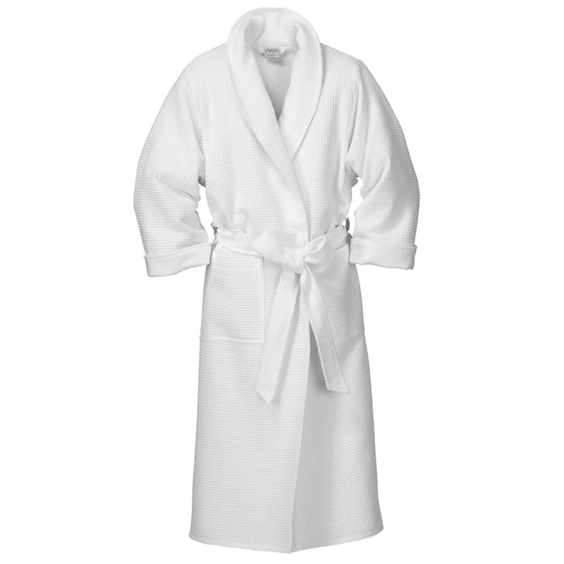 100 % cotton white 400gsm double layer terry waffle bathrobe for hotel