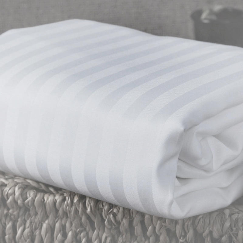 Pure cotton white TC300 sateen stripe hotel bedsheets supply