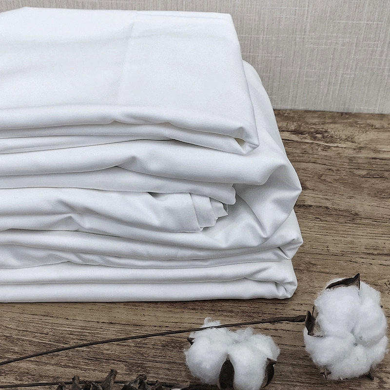 Pure cotton pure white T250 sateen plain hotel bottom sheets