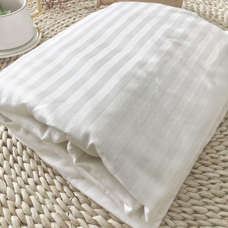 White cotton 60s yarn 330 thread counts sateen stripe hotel fitted sheets wholesale